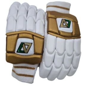 A7 Sports Pittards Leather Batting Gloves - Gold-White - Front