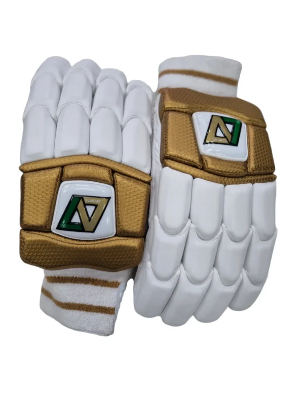 A7 Sports Pittards Leather Batting Gloves - Gold-White - Front