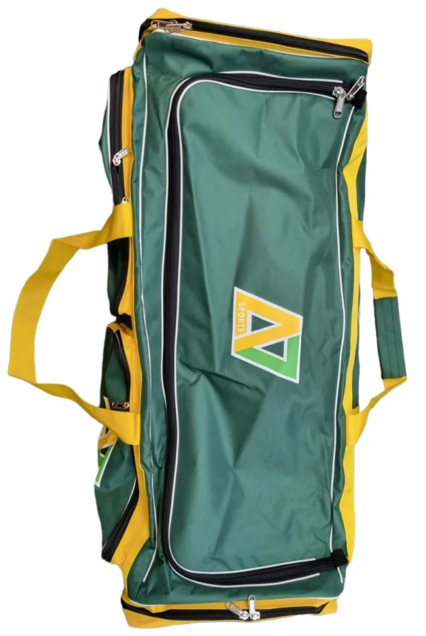 A7 Sports Wheelie Cricket Bag - Gold-Green - Senior - Front