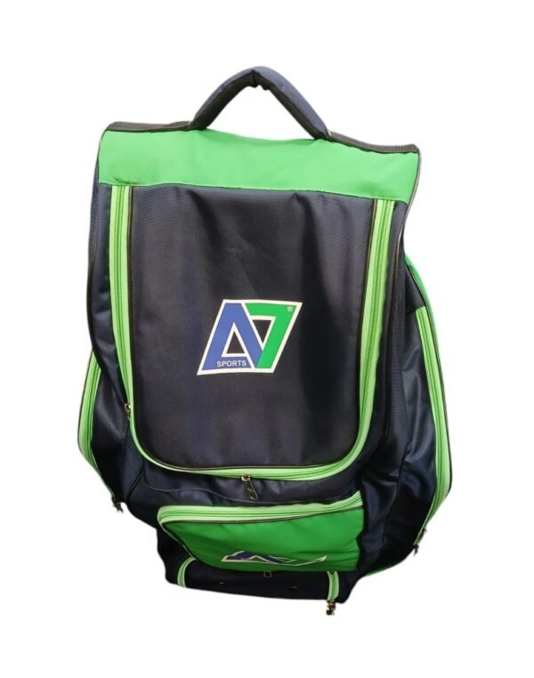 A7 Sports Wheelie Duffle Cricket Bag - Black-Green - Top