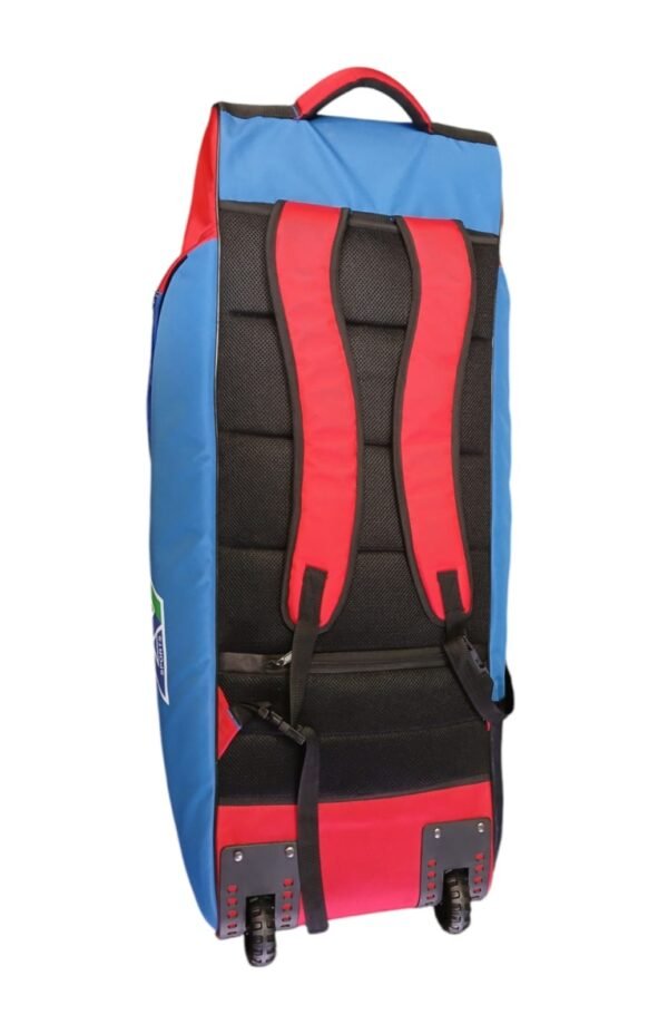 A7 Sports Wheelie Duffle Cricket Bag - Blue-Red - Back