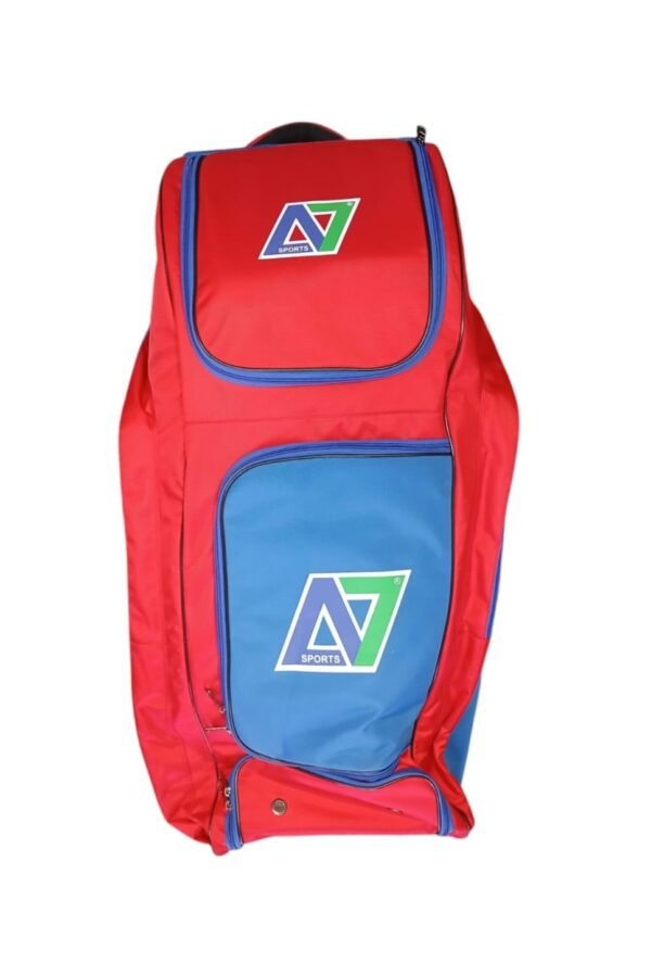 A7 Sports Wheelie Duffle Cricket Bag - Blue-Red - Front