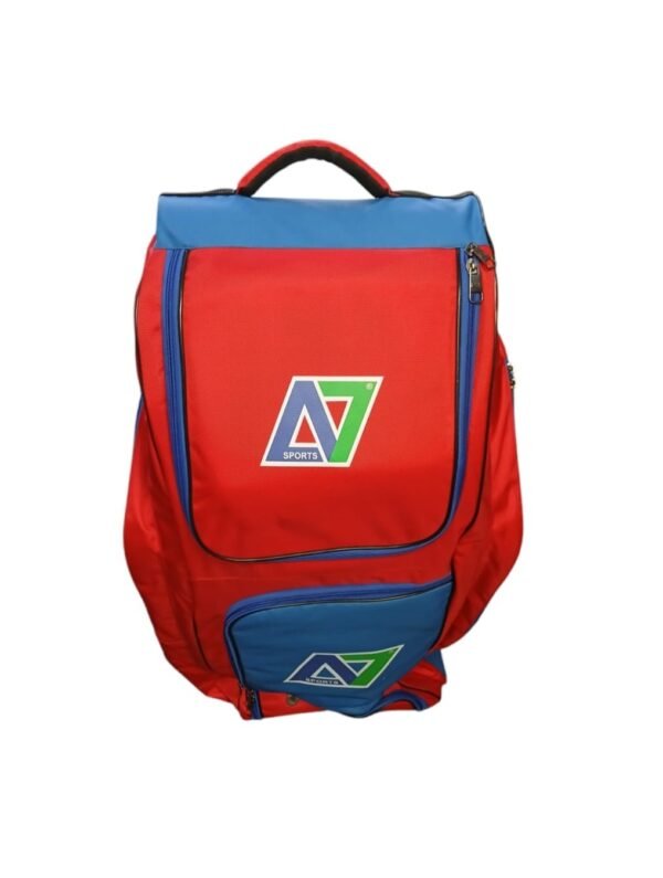 A7 Sports Wheelie Duffle Cricket Bag - Blue-Red - Top