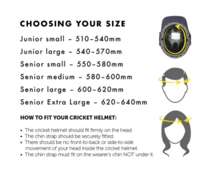 Masuri E-Line Titanium Cricket Helmet - Size Info