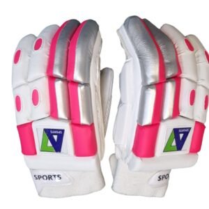 A7 Pink/Silver Batting Gloves - Front