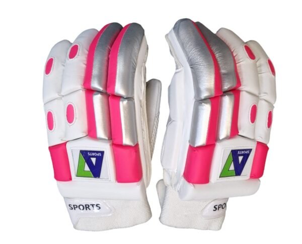 A7 Pink/Silver Batting Gloves - Front