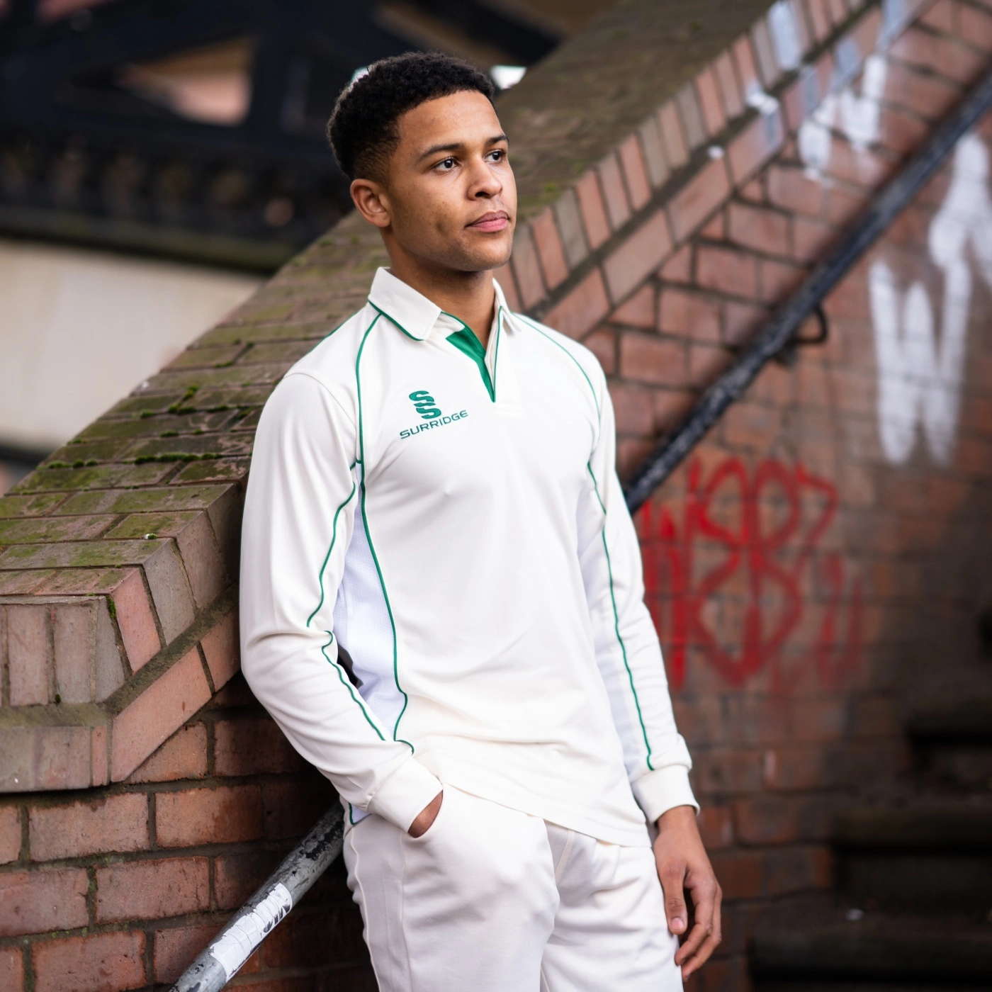 Surridge Long Sleeve Shirt Trim - Green - Overview Side