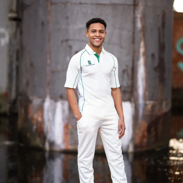 Surridge Premier Cricket Shirt - Short Sleeve - Green - Overview Side