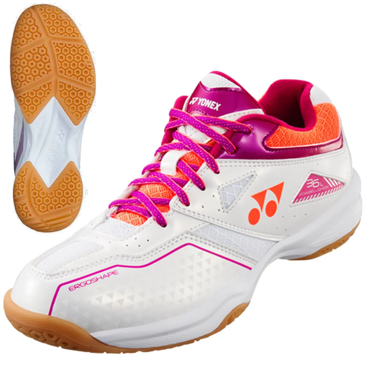 Yonex Power Cushion 36 - Coral-White - Female - Overview