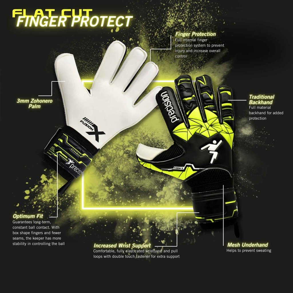 Precision Fusion X Flat Cut Finger Protect Goalkeeper Gloves - Information